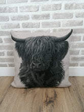 Load image into Gallery viewer, Set of 2 or 4 Beige Highland Cow Covers Size 22"-56cm Available With/Without Inserts