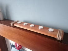 Load image into Gallery viewer, Rustic Wooden Tea Light Holder Finished in oak Wood Stain