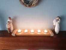 Load image into Gallery viewer, Rustic Wooden Tea Light Holder Finished in oak Wood Stain