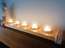 Load image into Gallery viewer, Rustic Wooden Tea Light Holder Finished in oak Wood Stain