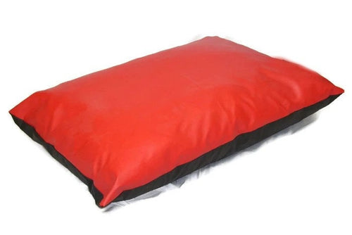 Extra Large Water Resistant Red Faux Leather Dog Bed -Easy Wipe Clean