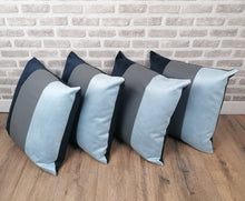 Load image into Gallery viewer, 22&quot; (56cm) 2 or 4 Blue Panelled Cushion Covers With Inserts