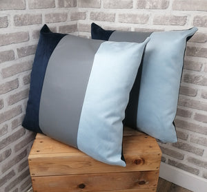 22" (56cm) 2 or 4 Blue Panelled Cushion Covers With Inserts