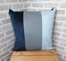 Load image into Gallery viewer, 22&quot; (56cm) 2 or 4 Blue Panelled Cushion Covers With Inserts