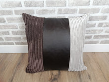 Load image into Gallery viewer, 22" (56cm) 2 or 4 Brown Faux Leather & Stone Cord Cushion Covers With Inserts