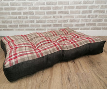 Load image into Gallery viewer, Pet Mattress Pillow 91cm x 68cm-Red Check Wool Feel Fabric
