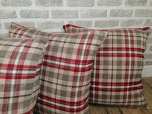 Load image into Gallery viewer, 4 X 20" (50cm) Covers & Cushions -Red Check Wool Feel Fabric