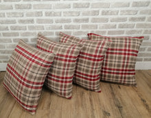 Load image into Gallery viewer, 4 X 20" (50cm) Covers & Cushions -Red Check Wool Feel Fabric
