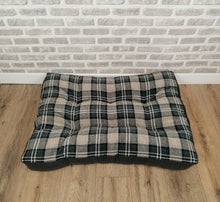 Load image into Gallery viewer, Pet Mattress Pillow 91cm x 68cm-Black & Grey Check Upholstery Fabric
