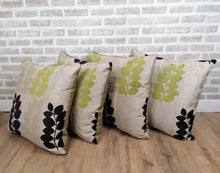Load image into Gallery viewer, 4 X 22" (56cm) Covers With Cushions -Green, Purple & Cream Floral Fabric