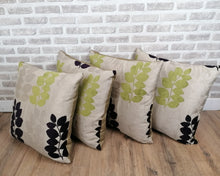Load image into Gallery viewer, 4 X 22" (56cm) Covers With Cushions -Green, Purple & Cream Floral Fabric