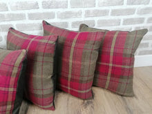 Load image into Gallery viewer, 18" Red Tartan Check Cushion Covers With Inserts -Set of 2, 4 or 6