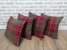 Load image into Gallery viewer, 18" Red Tartan Check Cushion Covers With Inserts -Set of 2, 4 or 6