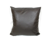 Load image into Gallery viewer, 22" Brown Faux Leather Cushion Covers With Inserts -Set of 4