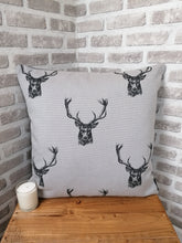Load image into Gallery viewer, 22" Grey Highland Stag Cushion Covers With Inserts -Set of 2 or 4