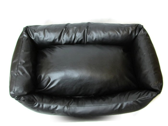 Black leather dog bed hotsell