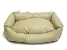 Load image into Gallery viewer, Cream Faux Leather Dog Bed
