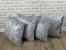 Load image into Gallery viewer, 22" Grey Crush Velvet Cushion Covers With Inserts -Set of 4