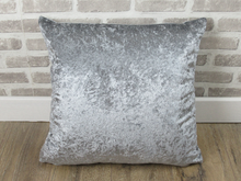 Load image into Gallery viewer, 22" Grey Crush Velvet Cushion Covers With Inserts -Set of 4