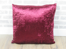 Load image into Gallery viewer, 22" Wine Purple Crushed Velvet Cushion Covers With Inserts -Set of 4