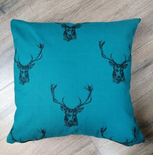 Load image into Gallery viewer, 22&quot; Teal Highland Stag Cushion Covers With Inserts -Set of 2 or 4