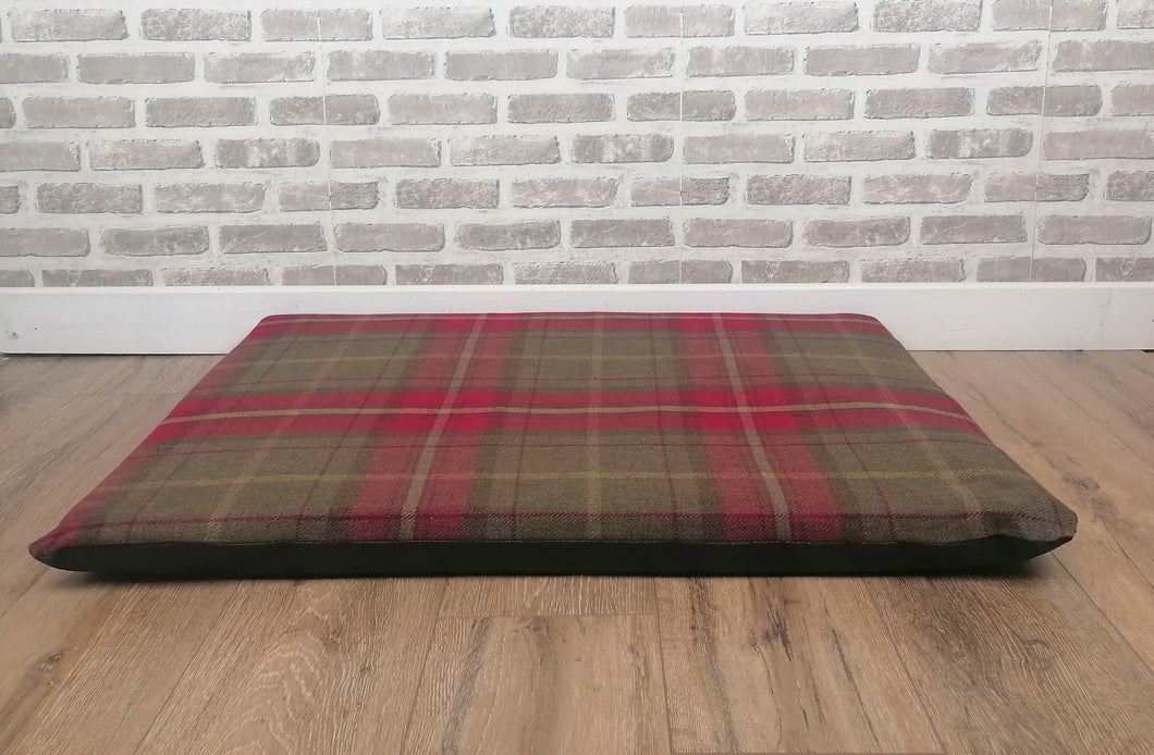 Red Check Wool Feel Pet Mat 91cm x 66cm