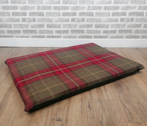 Red Check Wool Feel Pet Mat 91cm x 66cm