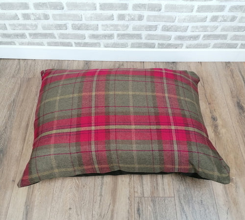 Red Check Wool Feel Pet Cushion 91cm x 66cm