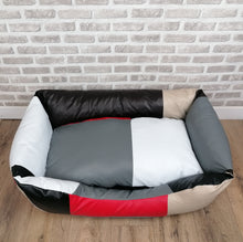 Load image into Gallery viewer, Patchwork Faux Leather Dog Bed