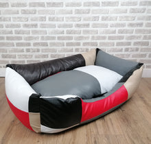 Load image into Gallery viewer, Patchwork Faux Leather Dog Bed