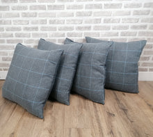 Load image into Gallery viewer, 18&quot; Grey Check Cushion Covers With Inserts -Set of 2, 4 or 6