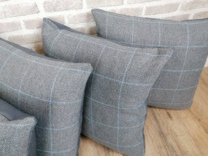 22" Grey Wool Feel Fabric Covers With Inserts -Set of 4