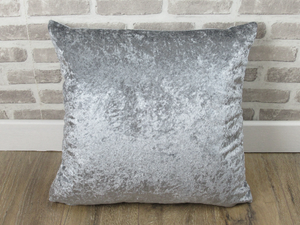 28" Scatter Back Grey Crush Velvet Cushion Covers With Inserts -Set of 2