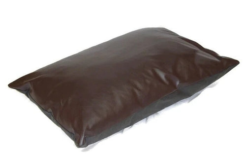 Extra Large Water Resistant Brown Faux Leather Dog Bed -Easy Wipe Clean