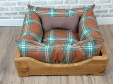 Load image into Gallery viewer, S/M Solid wooden pet bed in medium oak wood stain-various colours