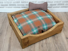 Load image into Gallery viewer, S/M Solid wooden pet bed in medium oak wood stain-various colours