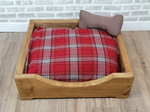 S/M Solid wooden pet bed in medium oak wood stain-various colours