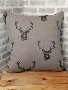 28" Scatter Back Brown Highland Stag Cushion Covers With Inserts -Set of 2
