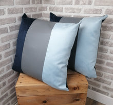 Load image into Gallery viewer, 22&quot; (56cm) 2 or 4 Blue Panelled Cushion Covers With Inserts