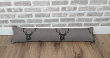 Load image into Gallery viewer, Pair of Brown Stag Print Wool Feel Fabric Draught Excluders