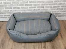 Load image into Gallery viewer, Grey Faux Leather Dog Bed With Grey Wool Feel Fabric Inner Cushion