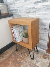 Load image into Gallery viewer, Rustic Cube Storage Unit/Side Table With/Without 20cm Hairpin Legs