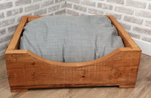 Load image into Gallery viewer, S/M Solid wooden pet bed in medium oak wood stain-various colours