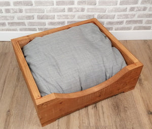 S/M Solid wooden pet bed in medium oak wood stain-various colours
