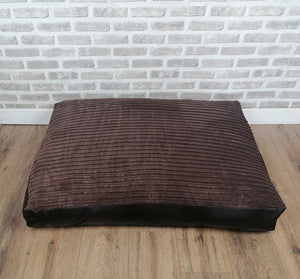 Luxury Dog Mattress Available In 2 Sizes-Brown Soft Touch Jumbo Cord Fabric