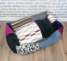 Load image into Gallery viewer, Large L Handmade Unique Patchwork Dog bed In Mixed Fabric And multiple Colours