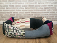 Load image into Gallery viewer, Large L Handmade Unique Patchwork Dog bed In Mixed Fabric And multiple Colours