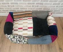 Load image into Gallery viewer, Large L Handmade Unique Patchwork Dog bed In Mixed Fabric And multiple Colours