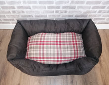 Load image into Gallery viewer, Brown/Red  Fabric Dog Bed In Sizes Small, Medium &amp; Large