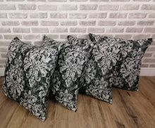 Load image into Gallery viewer, 4 X 20&quot;(50cm) Cushion &amp; Covers -Black and White Baroque/ Rococo Fabric